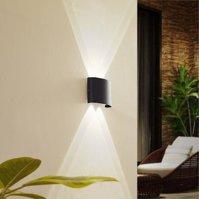 Lindby LED buiten wandlamp Ithan, 2-lamps, antraciet, 12 cm