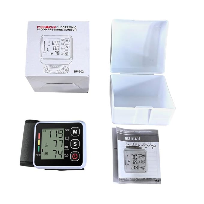 Draagbare bloeddrukmeter Polsbloeddrukmeter Hartslagmeter Digitale polsmeter PR LCD-scherm Gezondheidszorg Medisch gray