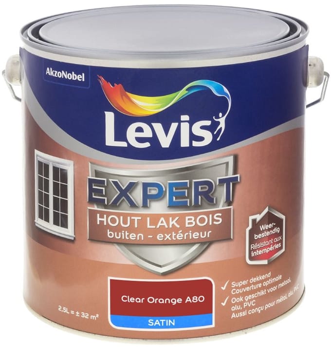 Levis - Expert Hout Lak Buiten Satin Mix - Clear Orange A80 - Mengverf - 2,5 L