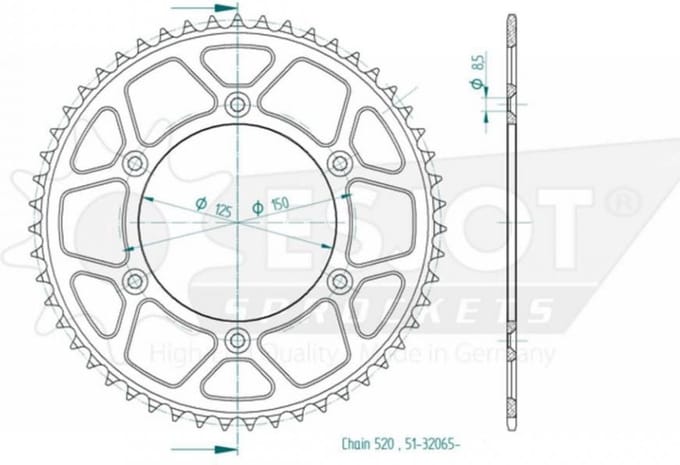 Couronne de transmission Esjot pour Moto KTM 620 SXC 2000 à 2001 Neuf