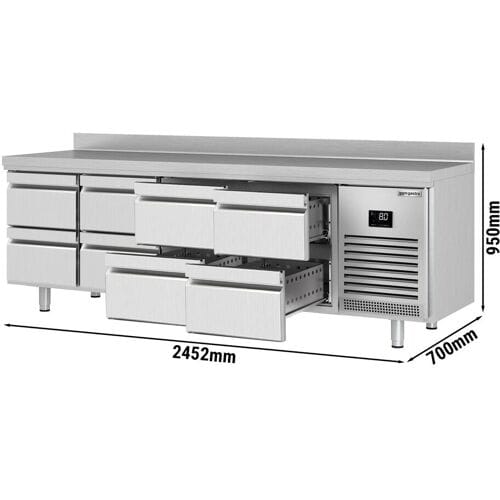GGM Gastro Kühltisch Premium PLUS - 2452x700mm - 8 Schubladen - Aufkantung