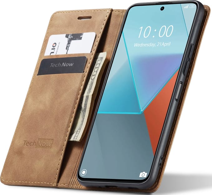 Hoesje geschikt voor Xiaomi Redmi Note 13 Pro Plus - Book Case Leer Slimline Bruin