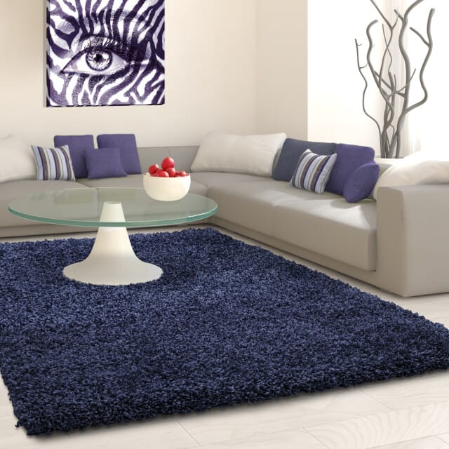 Muratap Basic shaggy vloerkleed donker blauw hoogpolig- 80x150 cm