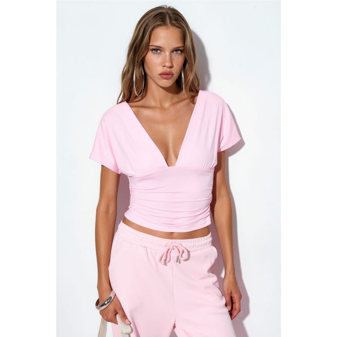 Getailleerde Crop Blouse Met Strikdetail