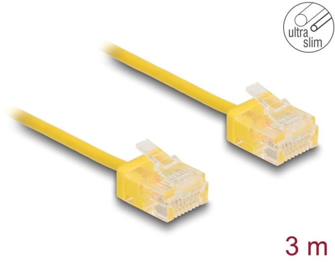Delock RJ45 Network Cable Cat.6 UTP Ultra Slim 3 m yellow with short plugs