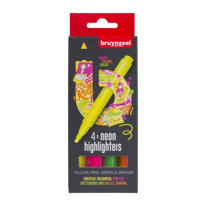 Bruynzeel - Neon-markeerstiften - 4 kleuren