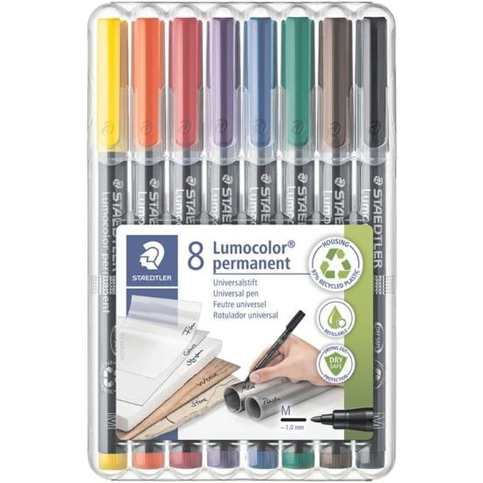 STAEDTLER universele stift Lumocolor®, diverse kleuren, set van 8, M, WF