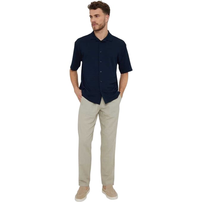 Threadbare Drewrea-herenoverhemd met korte mouwen (Marine)