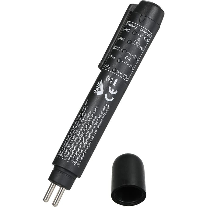 Remvloeistoftester Pentest DOT3 DOT4 DOT5.1 ENV6 ENV4 remvloeistoffen met 5 LED-indicatoren zwart