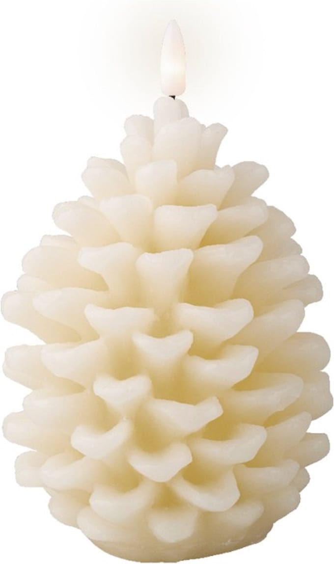 Dennenappel led kaars, Led kaars dennen appel room wit, creme, Led kaars, Dennenappel
