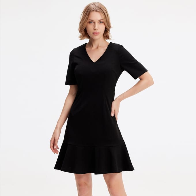 Minimalistische trapeze jerseyjurk