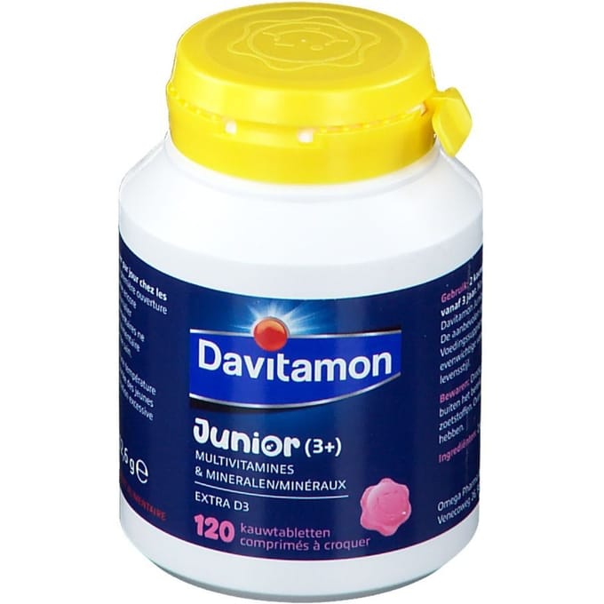 Davitamon® Junior Framboos Multivitamines - 120 Kauwtabletten Vanaf 3 Jaar