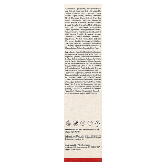 Codeage, Maison Rouge Skincare, Verhelderend Gezichtsserum, Navulling, 50ml (1.7 fl oz) white