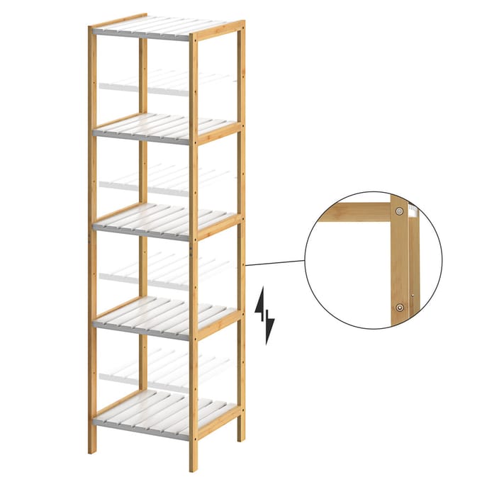 Casaria Kast met 5 planken - Bamboe wit - 140x33x34 cm
