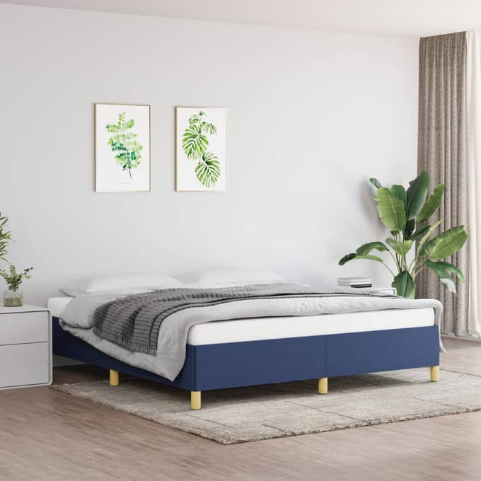 vidaXL - Boxspring - bed - stof - blauw - 180x200 - cm