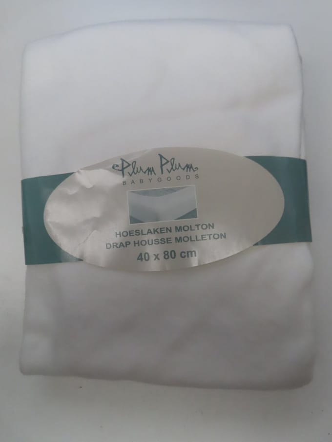 Plum Plum Babygoods - 2 Pack -  Hoeslaken Molton - Wit -  40x80