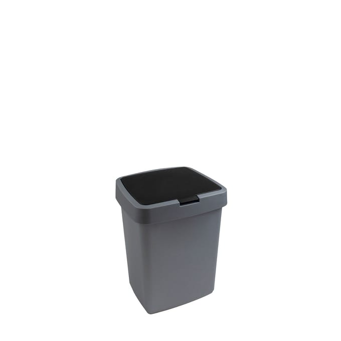 Sunware - Delta prullenbak klep 10L metaal zwart - 25,1 x 21,7 x 32,6 cm