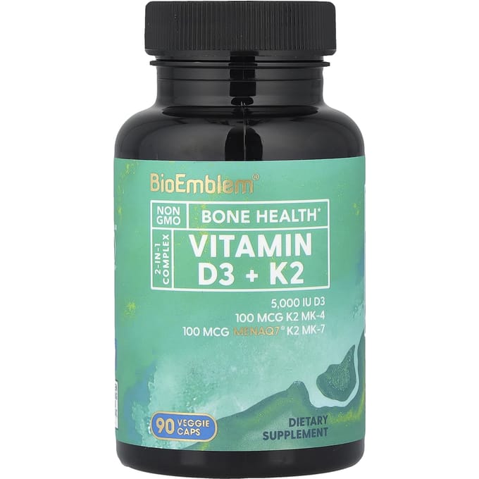 BioEmblem, Vitamine D3 + K2, 90 Veggie Capsules