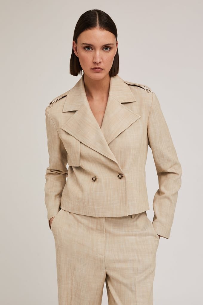 Motivi Polyviscose Double-breasted Short Jacket Beige Taglia: 34 | Giacche corte Outlet | Donna | Marrone