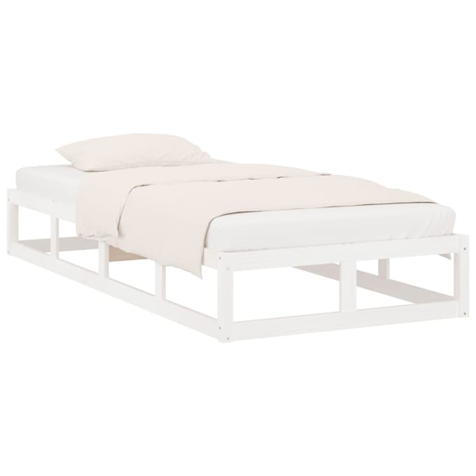 vidaXL - Bedframe - massief - hout - wit - 90x200 - cm