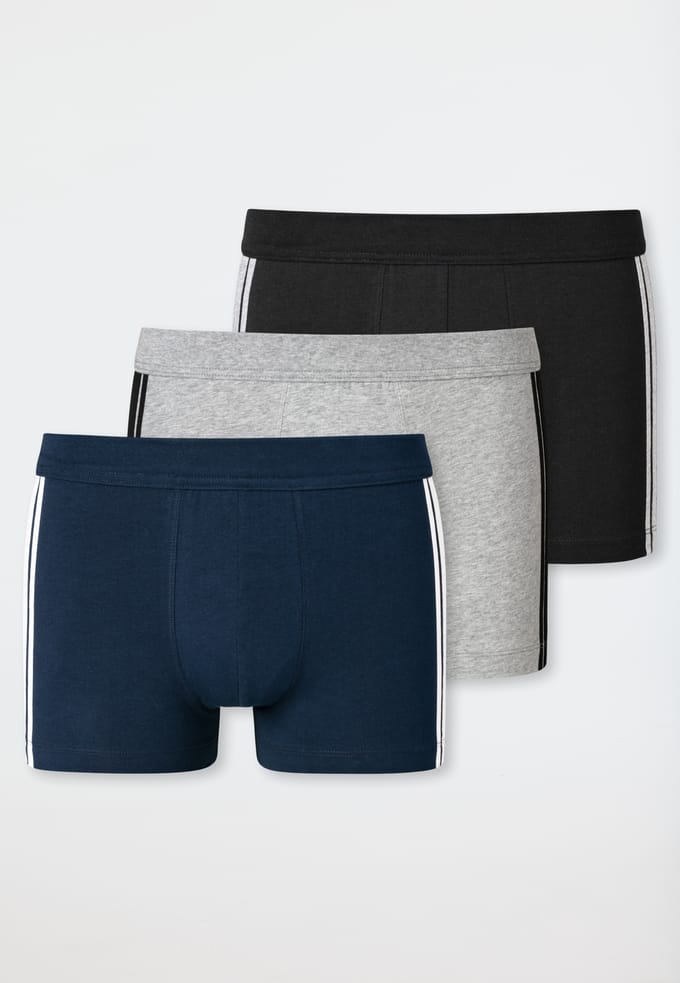 SCHIESSER 95/5 Stretch shorts (3-pack) - zwart - blauw en grijs
