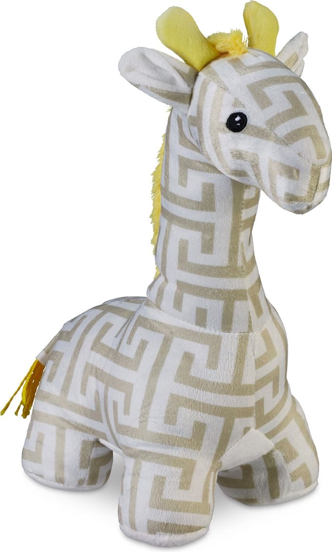 deurstopper giraf - 35 x 15 x 25 cm - met zand - kinderkamer - dier - wit-beige