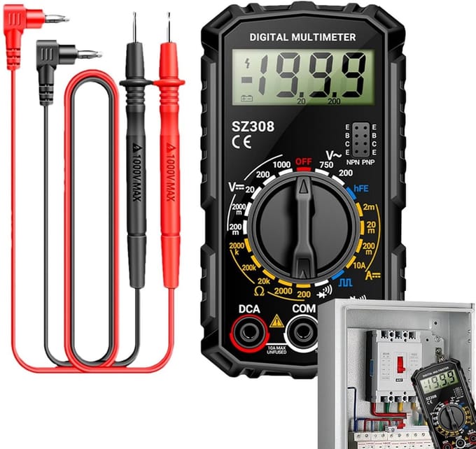 Digitale Multimeter - Spanningstester Tester - Elektrische Metingen - 2000 Tellingen LCD - 14 x 8 x 5 cm