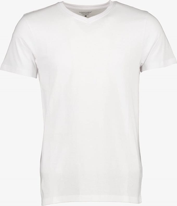Unsigned heren T-shirt wit katoen V-hals - Maat L