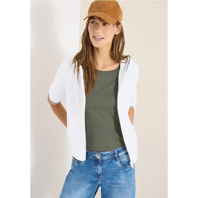 Sweaterjack met korte mouwen en capuchon