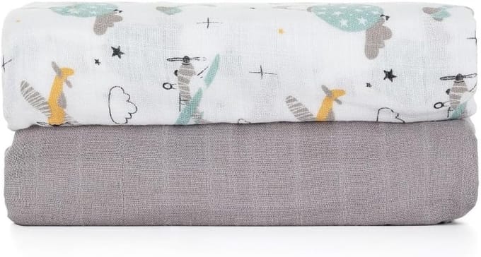 Set van 2 hypoallergene bamboe wikkeldoeken 120 x 120 cm