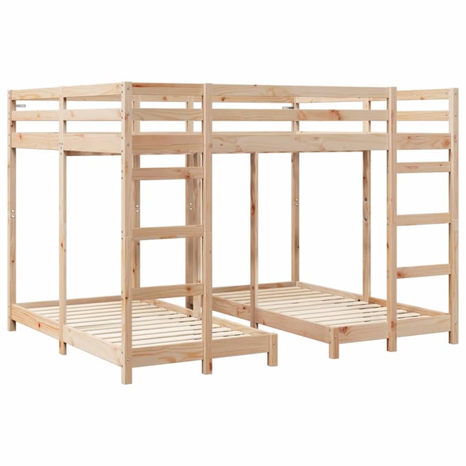 vidaXL - Drievoudig - Stapelbedframe - Naturel - 80 - / - 200 - x - 200 - cm