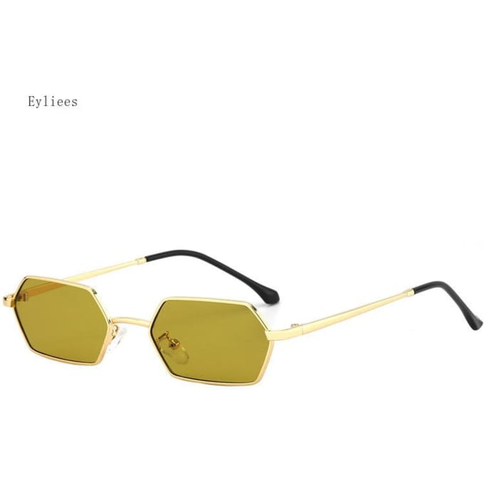 Lunettes de Soleil Polygon Classique Intemporel Hommes Adultes Design Mode Élégant Mode Compact Petite Monture Construction Revêtement Miroir Rouge Soleil beige