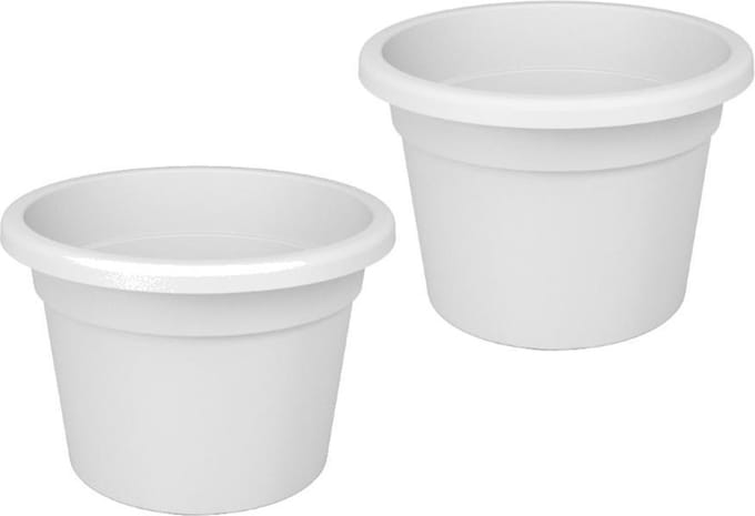 Bloempot Rond Premium 35cm + Bodemgaten WIT Nicoli / 2 STUKS ! /