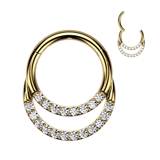 Piercing titanium double hoop ring 1.2x8 - goud - LMPiercings