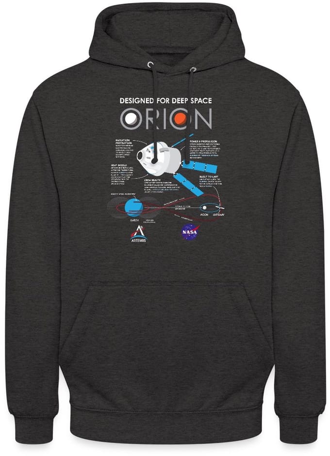 NASA Ontwerpkenmerken van het Orion-ruimtevaartuig Hoodie Unisex