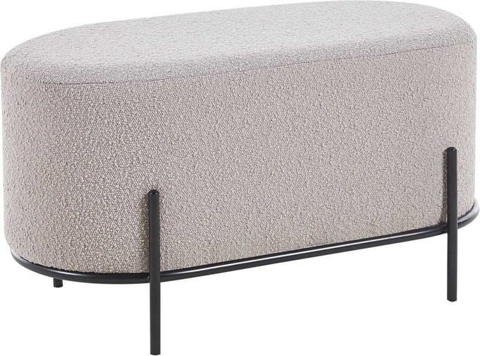 Poef Naomi Taupe - Bouclé - Breedte 80 cm - Diepte 40 cm - Hoogte 42 cm