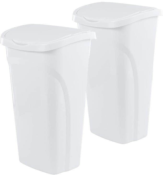 Set van 2 Ruimtebesparende Prullenbakken 40L met Swing Deksel - Smal en Compact Keukenafval