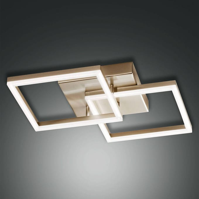 Fabas Luce LED plafondlamp Bard, 45x45cm, matgoud finish