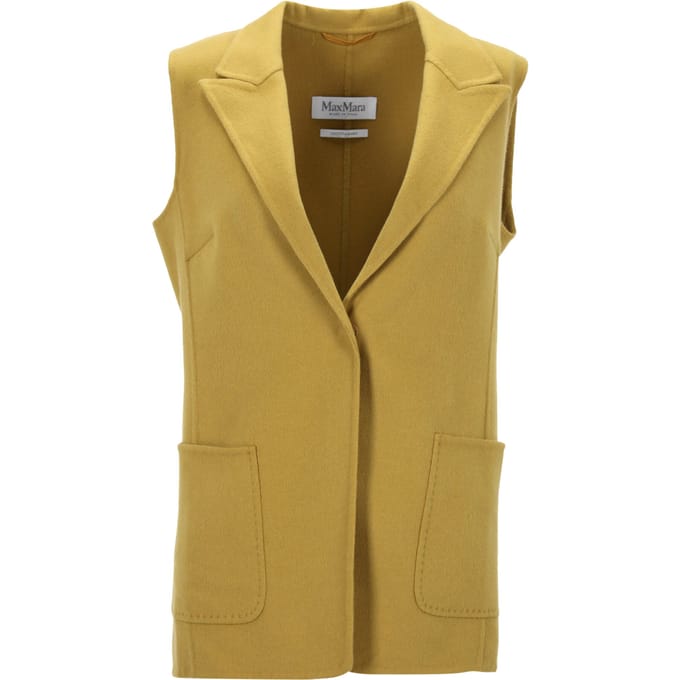 Max Mara Dubbelzijdig Vest in Gele Wol