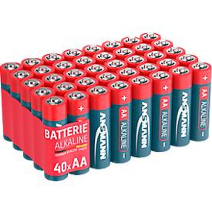 Alkaline batterijen Ansmann, Mignon AA, levensduur 7 jaar, 40 stuks