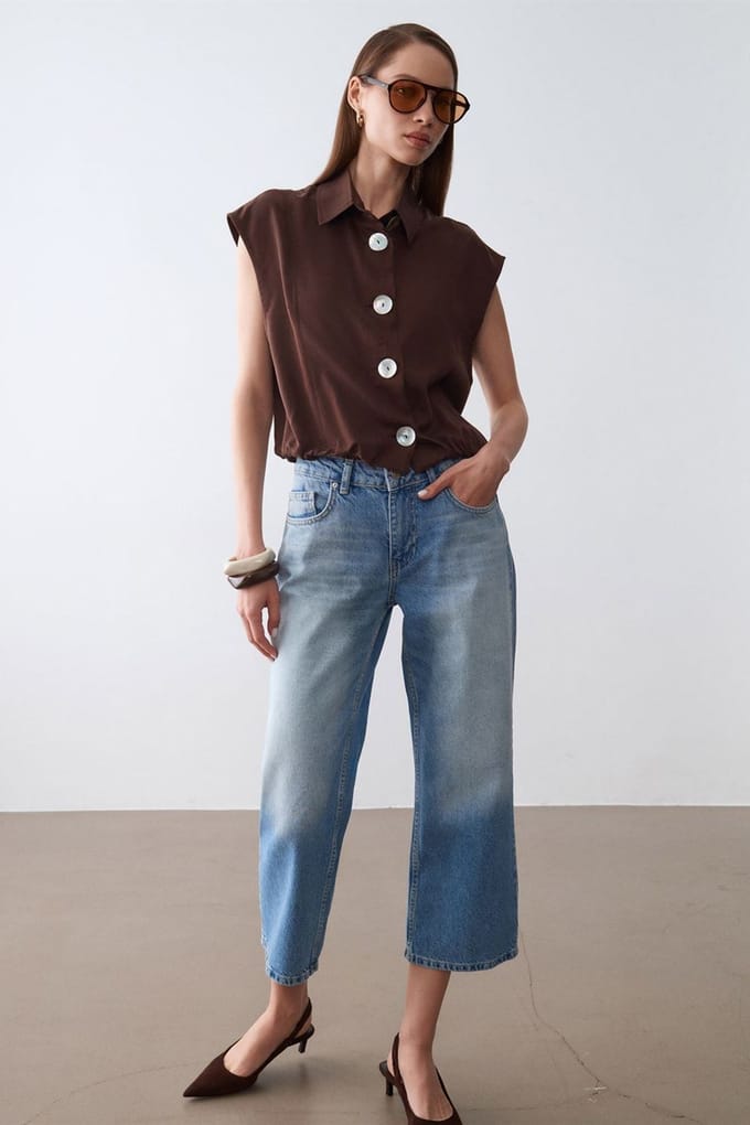 Mouwloze Tencel Crepe Blouse