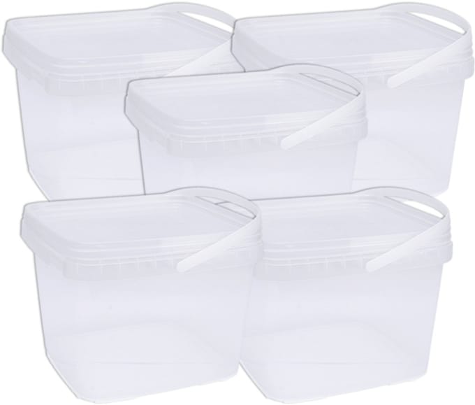 Eurocatch Emmer - Transparant met Deksel- Hersluitbaar - 5x - 2,5L