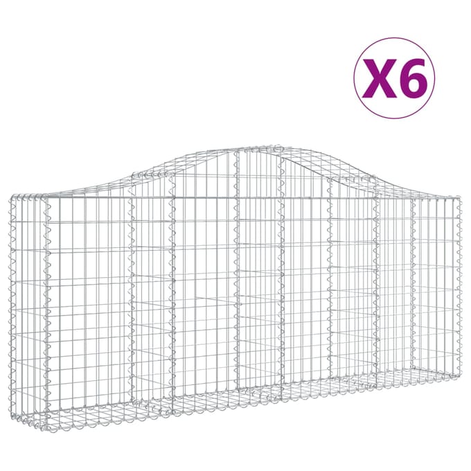 vidaXL - Schanskorven - 6 - st - gewelfd - 200x30x80/100 - cm - gegalvaniseerd - ijzer