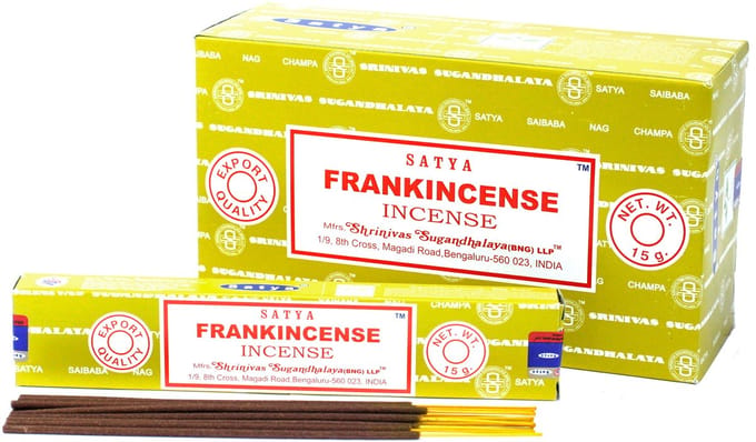 Satya - frankincense - wierook - wierookstokjes - doos 12 pakjes van 15 gram