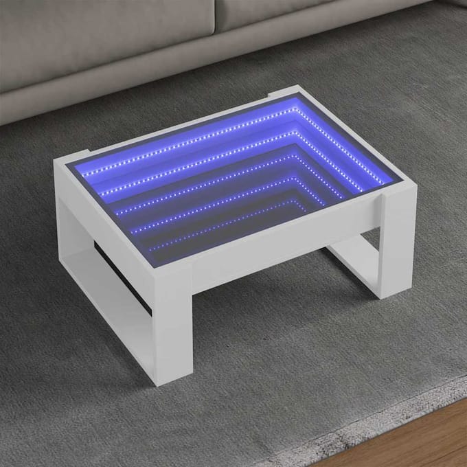 vidaXL - Salontafel - met - Infinity - LED - 70x53x30 - cm - wit