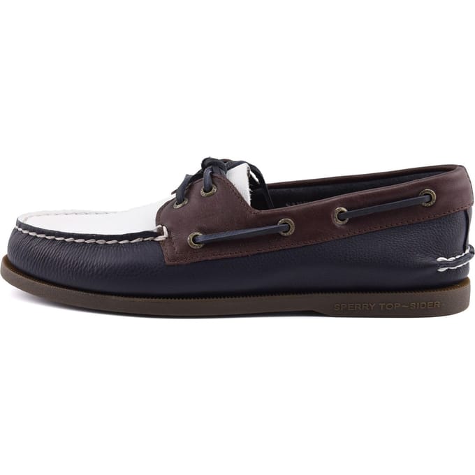 Sperry Authentic Original 2 Eye Leren Heren Bootschoenen In Marineblauw/Wit/Bruin