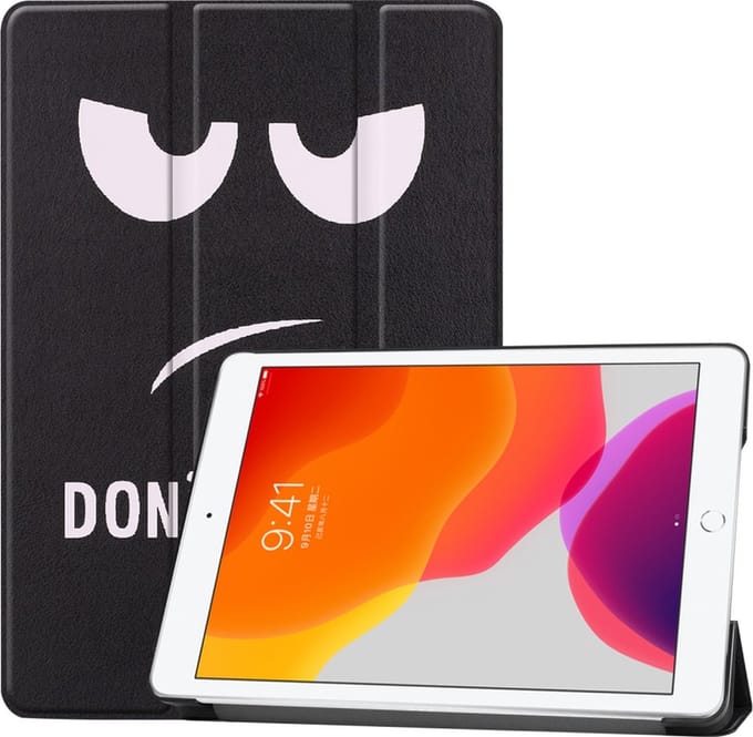 eforyou iPad 10.2 (2019 / 2020 / 2021) Hoes - Tri-Fold Smart Case - Auto-Wake Functie - Don't Touch - Zwart