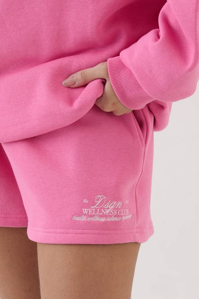Dames Dsgn Studio Wellness Club Oversized Sweatshirt Korte Trainingsbroek | Roze | Maat: Small