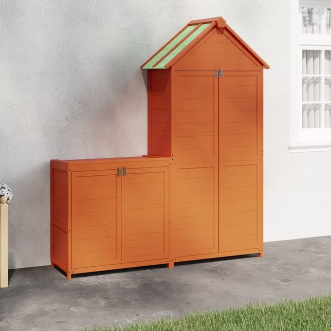 vidaXL - 2-delige - Tuinschuurset - massief - grenenhout - bruin