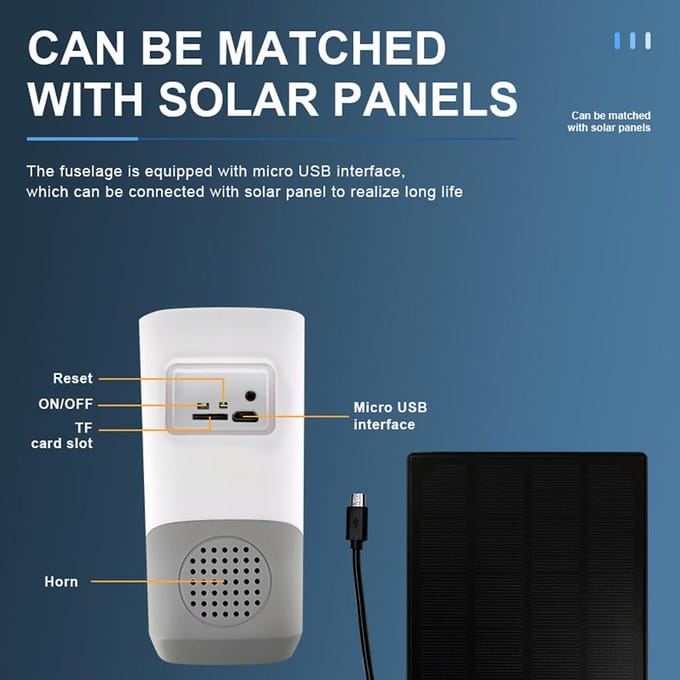 2MP WiFi Batterij Beveiligingscamera Draadloze 1080P Thuisbewakingscamera Buitenzonnecamera met wit